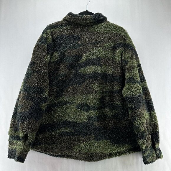 LNA Clothing Jacket Womens Size S Deep Pile Fleece Camo Utility Snap Front Green - Picture 3 of 12
